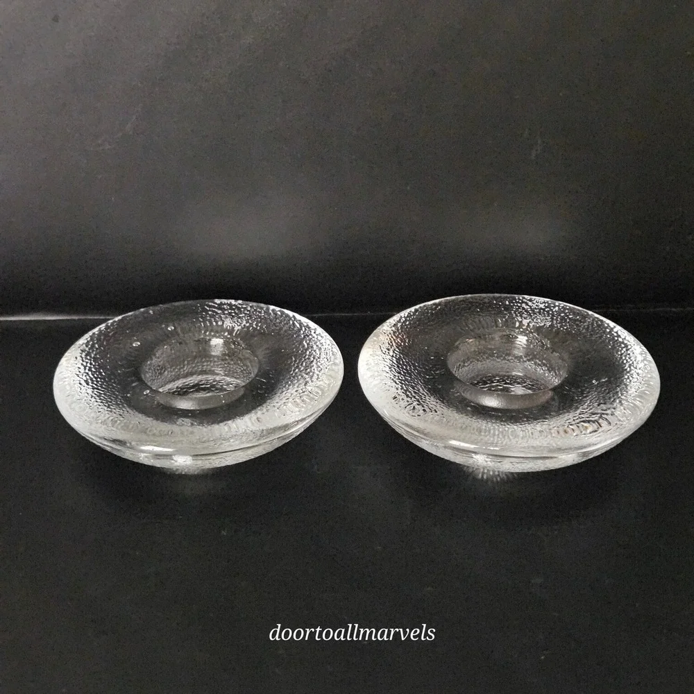 VTG Iittala Nappi Tealight Candle Holder Markku Salo '90s Clear Pebbled Glass